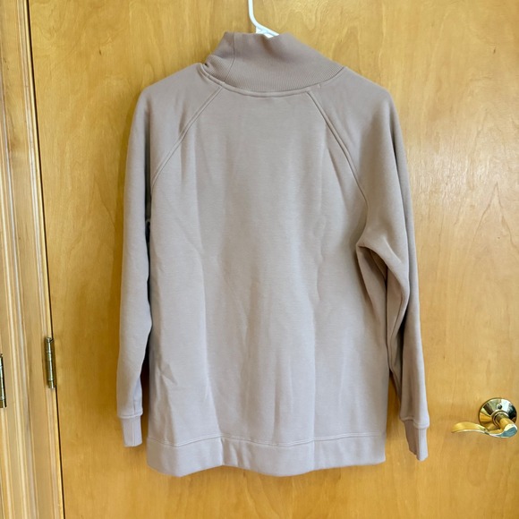 Athleta Cozy Karma Side Zip Funnel Neck Sweatshirt Taupe M - Picture 3 of 8